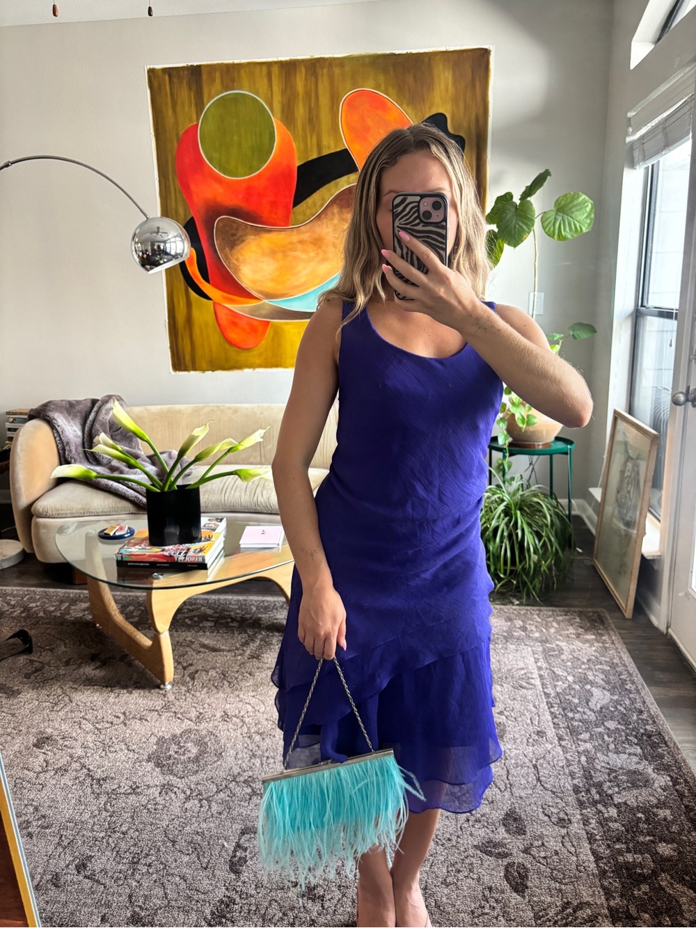 Sleeveless Purple Layered Fit Flare Midi Dress Vintage